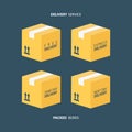 Boxes icons set. Packed boxes. Delivery service. Carton package box icons.