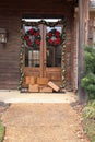 Packages on porch during holiday season Royalty Free Stock Photo