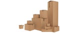 Boxes paper many sizes pile removal delivery isolated - 3d rendering