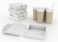 Boxes for pizza and containers for cola Royalty Free Stock Photo