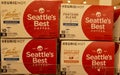 A Boxes of Seattle`s Best Coffee Royalty Free Stock Photo