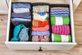 Boxes for separate storage of linen in a drawer