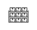 Boxes shelf icon. Warehouse inventory sign. Vector