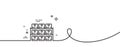 Boxes shelf line icon. Warehouse inventory sign. Continuous line with curl. Vector