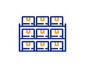 Boxes shelf line icon. Warehouse inventory sign. Vector