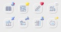 Boxes shelf, Order and Brand contract line icons. For web app, printing. Vector