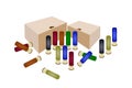 Boxes of Shotgun Shells on White Background