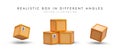 Boxes and stack of containers. Set of 3D images. Unlabeled vector packaging, mockup