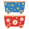 Boxes for toys blue and red vector illustration