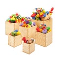 Boxes with very many toys Royalty Free Stock Photo