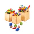 Boxes with very many toys Royalty Free Stock Photo