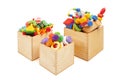 Boxes with very many toys Royalty Free Stock Photo