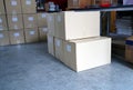 Boxes in a warehouse of a freight transportation company or logistics company Royalty Free Stock Photo