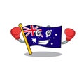 Boxing australian flag clings to cartoon wall