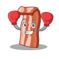 Boxing bacon character cartoon style
