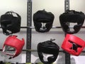 Boxing black and red helmets