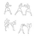 Boxing. Boxers fight duel Isolated on a white background. Black and white graphics. Vector illustration , boxer vector sketch Royalty Free Stock Photo