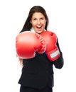 Boxing business woman punching Royalty Free Stock Photo