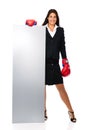 Boxing business woman sign Royalty Free Stock Photo