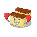 Boxing castella cake isolated in the cartoon