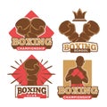 Boxing championship, sport school and private club emblems