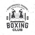 Boxing club badge, logo design. Vector illustration. For Boxing sport club emblem, sign, patch, shirt, template. Vintage Royalty Free Stock Photo