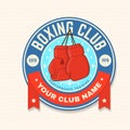 Boxing club badge, logo, patch design. Vector illustration. For Boxing sport club emblem, sign, patch, shirt, template Royalty Free Stock Photo