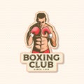 Boxing club badge, logo , patch design. Vector illustration. For Boxing sport club emblem, sign, patch, shirt, template Royalty Free Stock Photo