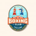 Boxing club badge, logo, patch design. Vector illustration. For Boxing sport club emblem, sign, patch, shirt, template Royalty Free Stock Photo