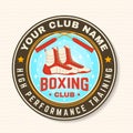 Boxing club badge, logo, patch design. Vector illustration. For Boxing sport club emblem, sign, shirt, template. Vintage Royalty Free Stock Photo
