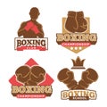Boxing club colorful logotypes set isolated on white
