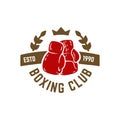 Boxing club. Emblem with boxing hand drawn boxing glove. Design element for logo, label, emblem, sign. Royalty Free Stock Photo