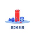 Boxing club flat concept vector illustration