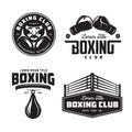 Boxing club labels set. Vector vintage illustration.