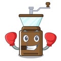 Boxing coffee grinder isolated in the mascot