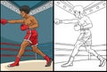 Boxing Coloring Page Colored Illustration