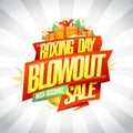 Boxing Day blowout sale, mega discounts, vector web banner template