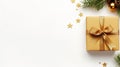 Boxing Day Gift Decoration On Solid White Background Flat Lay Royalty Free Stock Photo