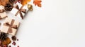 Boxing Day Gift Decoration On Solid White Background Top View Fall Royalty Free Stock Photo