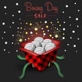 Boxing day. Open gift box with volleyball balls Royalty Free Stock Photo