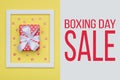 Boxing Day Sale backdrop. Festive winter holidays Christmas Sale background.