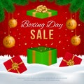 Boxing Day sale banner with gift boxes. Royalty Free Stock Photo