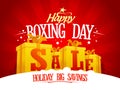 Boxing day sale design concept with golden gift boxes