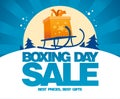 Boxing day sale design with sled. Royalty Free Stock Photo