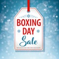 Boxing Day Sale Tag Label on Blue Background - Vector Royalty Free Stock Photo