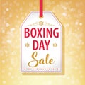 Boxing Day Sale Tag Label on Golden Background - Vector Royalty Free Stock Photo