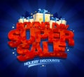 Boxing day super sale, holiday discounts, vector web banner design