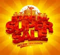 Boxing day super sale, vector banner design template with 3D lettering