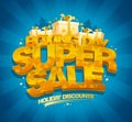 Boxing day super sale vector poster, holiday discounts banner