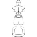 Boxing dummy mannequin, fight sports dummy sketch drawing, contour lines drawn with face